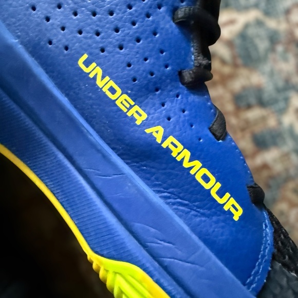 UNDER ARMOUR Kids Blue and Yellow Sneakers • Size 4Y - Picture 7 of 13